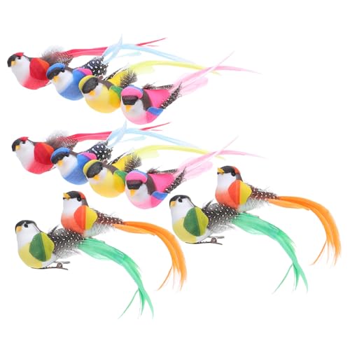 HEATSHAKING 12 Stück Teiliges Künstliches Vogelset mit Realistischen Schaumfedern und Clips Lebensechte Dekoration für Garten Weihnachtsbaum Hochzeit Kranz Leicht Vielseitig Einsetzbar von HEATSHAKING