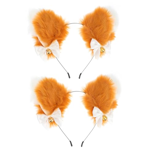 HEATSHAKING 2 Stück Plüsch Katzenohren Haarreif Fuchs Ohren Cosplay Kopfschmuck für Fasching Karneval Party Tierohren Haarschmuck Bequem und Weich von HEATSHAKING