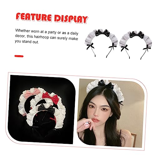 HEATSHAKING 2 Stück Teiliges Damen Haarreif mit Zarter Schleife und Spitzen Design Leicht und Komfortabel für Party Cosplay Hochzeit Karneval und Festliche Anlässe von HEATSHAKING