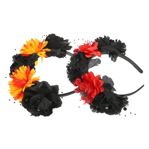 HEATSHAKING 2 Stücke Mode Haar Frauen Für Kopfschmuck Premium Stirnband Parteien Rose Bands Zubehör Band Blume Halloween von HEATSHAKING