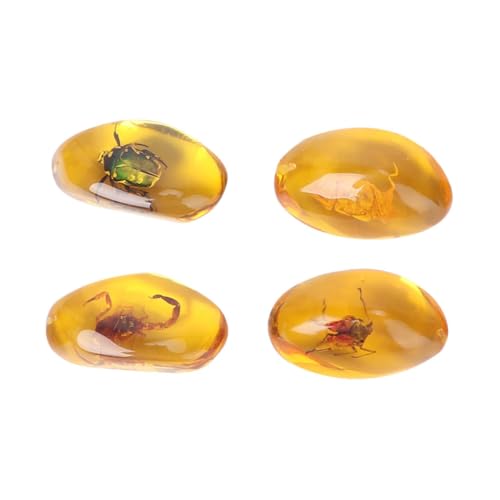 HEATSHAKING 4 Stück Amberproben mit Einzigartigen Insekten Natürliche Kristall Spezimen für Heimdekoration Stilvolle Schreibtischaccessoires Goldene Farbvariante HEATSHAKING 4 Stück Amberproben mit Einzigartigen Insekten Natürliche Kristall Spezimen für Heimdekoration Stilvolle Schreibtischaccessoires Goldene Farbvariante von HEATSHAKING