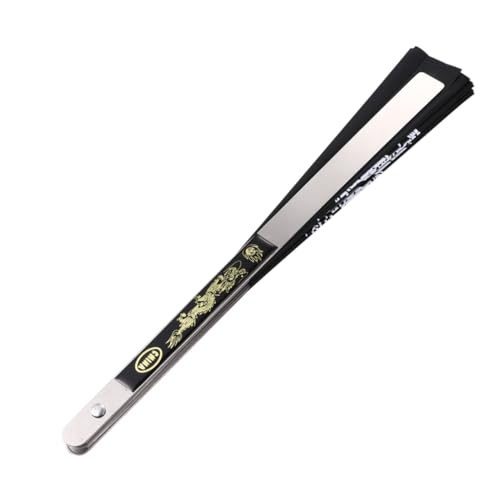 HEATSHAKING Faltbarer Fächer mit Chinesischem Langmuster für Tai Chi Fitness Kampfsport und Auftritte Schwarz Eleganter Handfächer für Sommer Portable HEATSHAKING Faltbarer Fächer mit Chinesischem Langmuster für Tai Chi Fitness Kampfsport und Auftritte Schwarz Eleganter Handfächer für Sommer Portable von HEATSHAKING