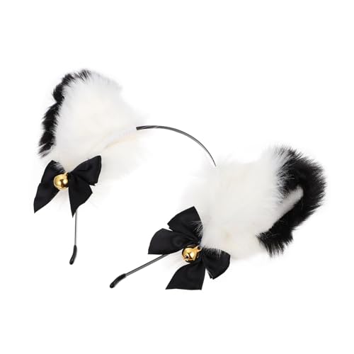 HEATSHAKING Plüsch Katzenohren Haarband mit Glöckchen Leichtes Party Haarreif für Mädchen Weiches Tierohren Accessoire für Cosplay und Karneval Niedliche Kopfbedeckung für Frauen von HEATSHAKING