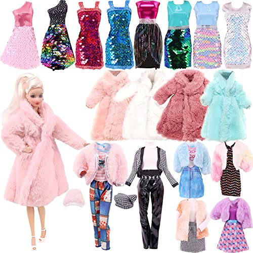 12 PCS Puppenkleidung 1 Winterkleidung 3 Outfits (Top+Hose) 5 Halfter Kleider für 11,5" Mädchen Puppen Minikleider (Zufälliger Stil) (style3) von HEAWAA
