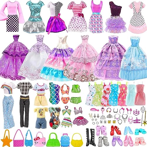 44 Kleid Puppe Zubehör Sammlung einschließlich Mode Kleider Abendkleider Halfter Kleider Bikini Schuhe Schmuck Zubehör von HEAWAA