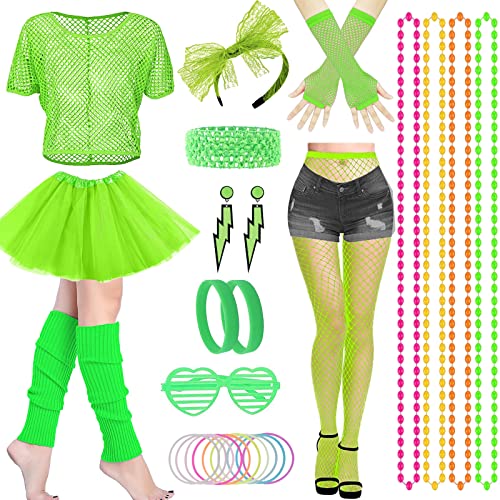 HEAWAA 28 Stück 80er Jahre Outfit Damen, 80s Kleidung Kostüm Neon Accessoires mit Netzshirt Tutu Stirnband Ohrring Halskette Beinwärmer Brillen Netzhandschuhe für Mädchen Mottoparty Karneval HEAWAA 28 Stück 80er Jahre Outfit Damen, 80s Kleidung Kostüm Neon Accessoires mit Netzshirt Tutu Stirnband Ohrring Halskette Beinwärmer Brillen Netzhandschuhe für Mädchen Mottoparty Karneval von HEAWAA