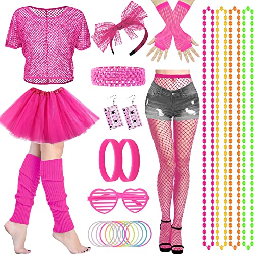HEAWAA 28 Stück 80er Jahre Outfit Damen, 80s Kleidung Kostüm Neon Accessoires mit Netzshirt Tutu Stirnband Ohrring Halskette Beinwärmer Brillen Netzhandschuhe für Mädchen Mottoparty Karneval HEAWAA 28 Stück 80er Jahre Outfit Damen, 80s Kleidung Kostüm Neon Accessoires mit Netzshirt Tutu Stirnband Ohrring Halskette Beinwärmer Brillen Netzhandschuhe für Mädchen Mottoparty Karneval von HEAWAA