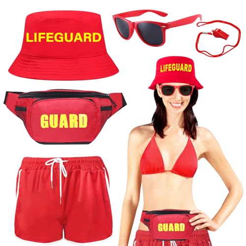 HEAWAA 5-teiliges Rettungsschwimmer-Zubehör-Set enthält Shorts, Eimerhut, verstellbare Bauchtasche, Pfeife, Sonnenbrille, Rettungsschwimmer Kostüm für Erwachsene, Damen, Herren, Halloween, Cosplay, HEAWAA 5-teiliges Rettungsschwimmer-Zubehör-Set enthält Shorts, Eimerhut, verstellbare Bauchtasche, Pfeife, Sonnenbrille, Rettungsschwimmer Kostüm für Erwachsene, Damen, Herren, Halloween, Cosplay, von HEAWAA