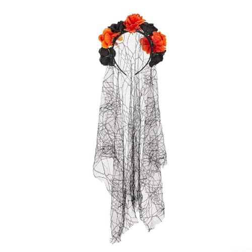 HEBEOT Cosplay Ready Halloween Schwarz Blume Stirnband mit Spinnennetz, geeignet für Frauen und Mädchen (b) von HEBEOT