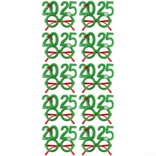HEBEOT Friendly 2025 Neujahrsbrille 10er Set, perfektes Partyzubehör für junge Gäste (GreenC) von HEBEOT
