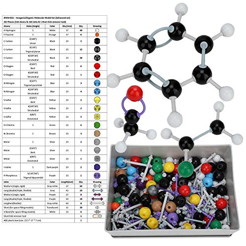 Molekulares Modell, 267-teiliges Set Moleküle, Chemie, Molekularmodell, organische und anorganische Chemie, Set mit Molekularchemie für Lehrer, Studenten, Wissenschaftler, Chemieklasse Molekulares Modell, 267-teiliges Set Moleküle, Chemie, Molekularmodell, organische und anorganische Chemie, Set mit Molekularchemie für Lehrer, Studenten, Wissenschaftler, Chemieklasse von HEEPDD