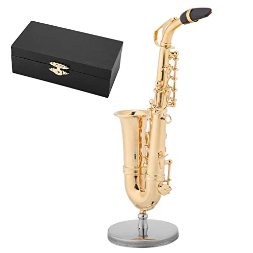 HEEPDD Miniatur -Saxophon, Goldplattierte Instrumentenmodell Ornamente Replik -Sammlerfiguren mit Stand und Holzgehäuse HEEPDD Miniatur -Saxophon, Goldplattierte Instrumentenmodell Ornamente Replik -Sammlerfiguren mit Stand und Holzgehäuse von HEEPDD