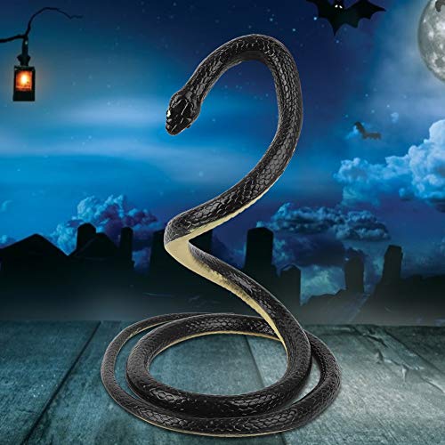 Künstliche Schlange aus weichem Gummi, 1,25 m, Streich Spielzeug für Halloween-Partyzubehör (schwarz) von HEEPDD