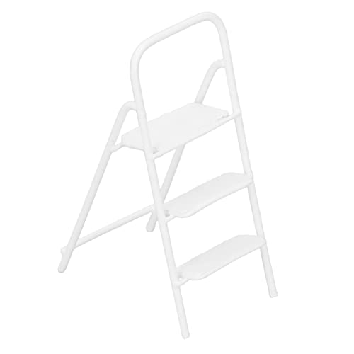 Puppenhaus 3 Stufen Leiter 1/12 Miniatur Stufenleiter Stabile Metall DIY Dekor für Küche (Weiß) von HEEPDD