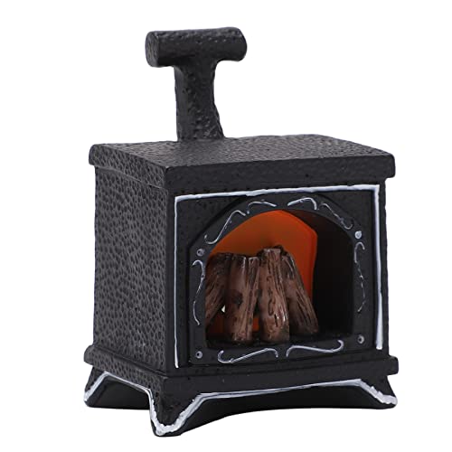 HEEPDD Puppenhaus-Miniatur-Kamin, 1:12 Mini-Puppenhaus-LED-Kamin-Statue, Schwarz, Klassisch, Harzmaterial, 5 cm x 3,5 cm x 7 cm von HEEPDD