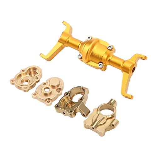 RC Auto Metall Vorderachse Gehäuse Set, Simulation RC Vorderachse Gehäuse Lenkerbecher Cool Aussehen Ersatz CNC Prozess Einfache Installation für 1/24 RC Auto (Gold) von HEEPDD
