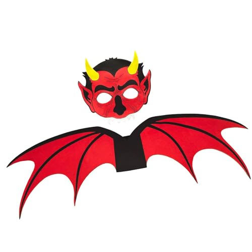 2-teiliges Filz-Kostüm-Set mit Fledermausflügel und Halloween-Kostüm-Set für Kinder, weiches Cosplay-Zubehör, Rollenspiel-Zubehör, freundliches Halloween-Verkleiden von HEEZOU