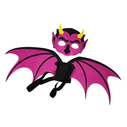 2-teiliges Filz-Kostüm-Set mit Fledermausflügel und Halloween-Kostüm-Set für Kinder, weiches Cosplay-Zubehör, Rollenspiel-Zubehör, freundliches Halloween-Verkleiden von HEEZOU