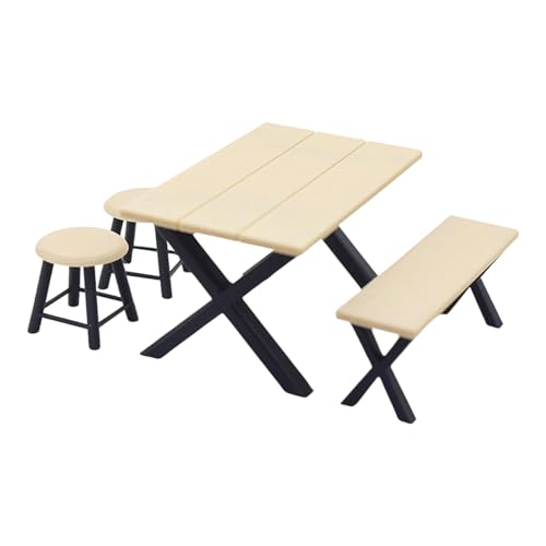 HEEZOU 4pieces 1/12 Skala Miniatur Campingmöbel Mit Langem Tischhocker Für Dollhouses Camping Szene Mit Familienpropaganda Accessoires. von HEEZOU