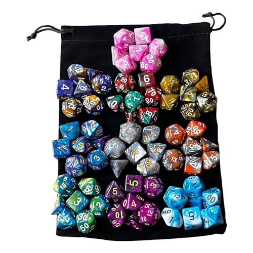 HEEZOU 70pcs 10 Farbe Polyedrale Dices Acryl Mehrisided Dices Rollenspiele Dices Fortabletop Player Einfach Zu Bedienen von HEEZOU