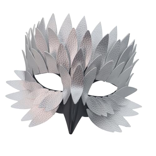 HEEZOU Gefiederte Stile verzierte halbe Gesichtsbedeckung Partyzubehör Csotume Gesicht für Erwachsene Halloween Cosplay Kostüm von HEEZOU