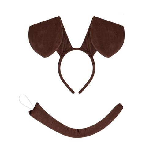 HEEZOU Hundeohr Hair Hoop Kostümzubehör Kopfbedeckung Make Up Dekorationen Requisiten Plüsch Haarthaar Band Halloween Stirnband von HEEZOU