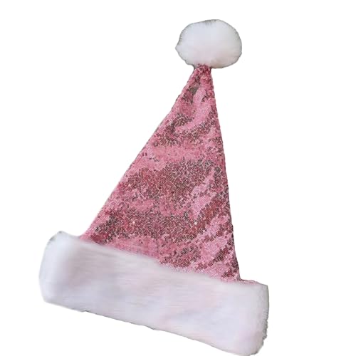 HEEZOU Pompoms Weihnachten Weihnachtsmützen Für Kinder Erwachsener Family Geting Pailletten Farbblöcke Santa Hats Festival Requisiten Kopfbedeckung Kopfstücke von HEEZOU