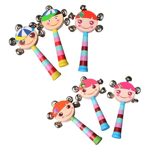 HEEZOU Set Von 6 Holz Cartoon Rasseln Spielzeughandbell HEEZOU Set Von 6 Holz Cartoon Rasseln Spielzeughandbell von HEEZOU