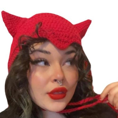 HEEZOU Spitzengestricke Mützenhut Teenager Ohrflaps Halloween Unique Horn Kostüm Party Cosplay Horn Party HEEZOU Spitzengestricke Mützenhut Teenager Ohrflaps Halloween Unique Horn Kostüm Party Cosplay Horn Party von HEEZOU