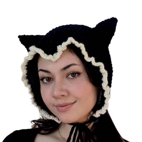 HEEZOU Spitzengestricke Mützenhut Teenager Ohrflaps Halloween Unique Horn Kostüm Party Cosplay Horn Party von HEEZOU