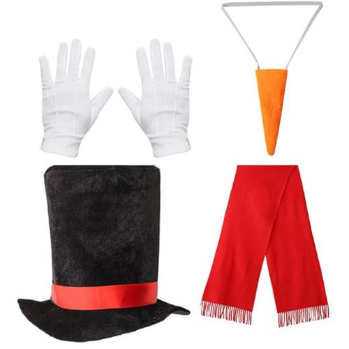 HEEZOU Weihnachtsspiel-Zubehör-Set mit Hut, Schal, Nase für Cosplay, Party, Dekoration, Winter, frostiges Schneemann-Kostüm von HEEZOU