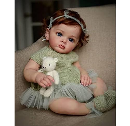 HEHUZY Lebensecht Reborn Puppe 23 Zoll 57 cm Babypuppe Wie Echtes Baby Silikon Baby Mädchen Mit Weicher Stoffkörper von HEHUZY