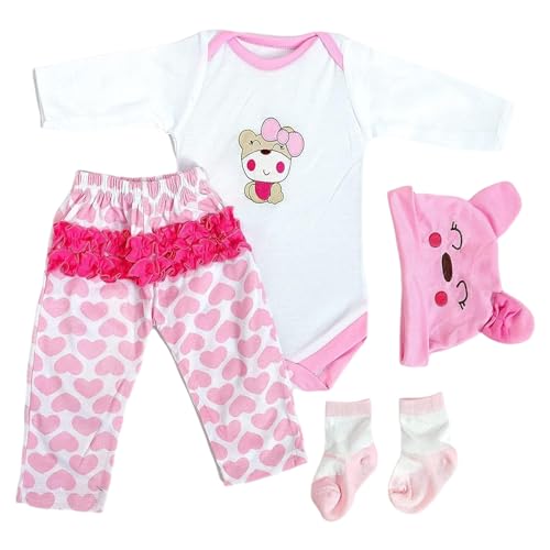 HEHUZY Reborn Babypuppen Kleidung, Mädchen Outfit Set mit Mütze, Hose und Stiefeletten, 20–22 Zoll Neugeborenes Babypuppenmädchen oder Junge, Rosa HEHUZY Reborn Babypuppen Kleidung, Mädchen Outfit Set mit Mütze, Hose und Stiefeletten, 20–22 Zoll Neugeborenes Babypuppenmädchen oder Junge, Rosa von HEHUZY