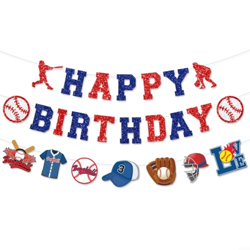 Baseball Geburtstag Party Dekoration Zubehör Für Jungen Happy Birthday Banner von HEIBTENY