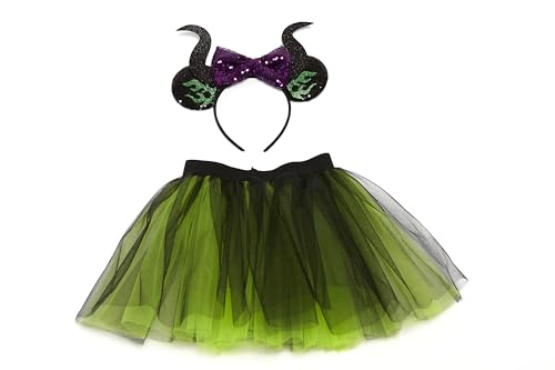 HEITMANN DECO Kinder Halloween Kostüm-Set – Rock & Haarreif – Schwarz-Grün – Größe M – Perfekt für Hexen-Kostüm, Fasching & Verkleidung von HEITMANN DECO