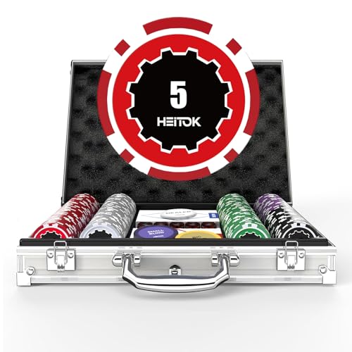 HEITOK Casino Poker Set mit nummerierten Chips 200 Stück für Kartenbrettspiel, 11,5g Gewicht mit Spielkarten für Texas Hold'em, Blackjack Gambling, Card Club oder Late Night Pokerspiele HEITOK Casino Poker Set mit nummerierten Chips 200 Stück für Kartenbrettspiel, 11,5g Gewicht mit Spielkarten für Texas Hold'em, Blackjack Gambling, Card Club oder Late Night Pokerspiele von HEITOK