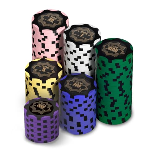 HEITOK Clay Poker Chips Set 100 Chips mit Nummer für Texas Hold'em, 14g Professionelles Gewicht & Casino Blackjack Poker Set, Casino Spiel für Erwachsene von HEITOK