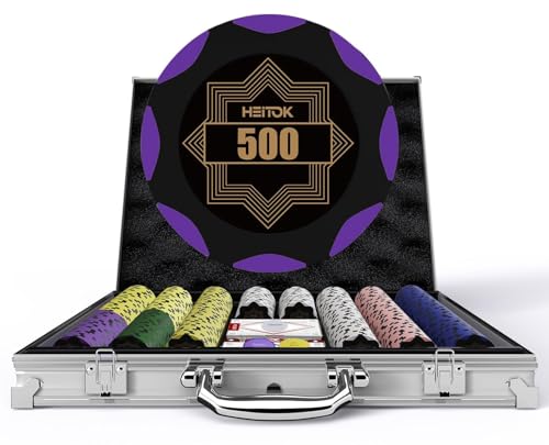 HEITOK Pokerchip-Set 500 Stück mit nummerierten Bezeichnungen für Casinospiele, inklusive professioneller Tragetasche und professionellen Gewichts-Chips Plus HEITOK Pokerchip-Set 500 Stück mit nummerierten Bezeichnungen für Casinospiele, inklusive professioneller Tragetasche und professionellen Gewichts-Chips Plus von HEITOK