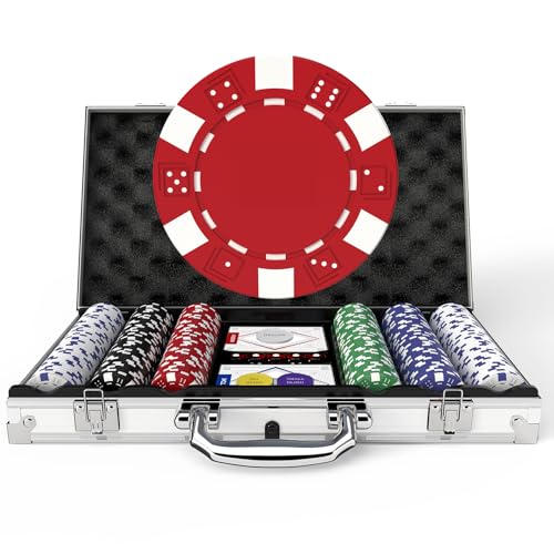 HEITOK Pokerchip-Set mit Aluminiumkoffer, 300 Stück 11,5 Gramm Pokerchips für Familienunterhaltung von HEITOK