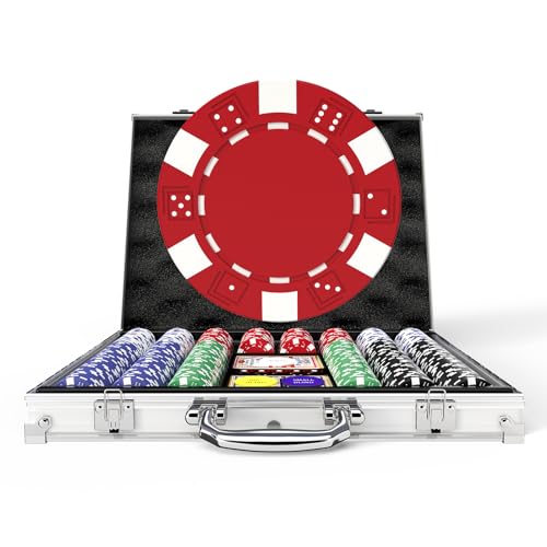 HEITOK Pokerset mit Aluminiumkoffer, 500 STK. 11,5g Gewichtete Blanko-Chips inklusive 5 Würfel, 2 Kartensätze für Texas Hold'em, Blackjack & Glücksspiel HEITOK Pokerset mit Aluminiumkoffer, 500 STK. 11,5g Gewichtete Blanko-Chips inklusive 5 Würfel, 2 Kartensätze für Texas Hold'em, Blackjack & Glücksspiel von HEITOK