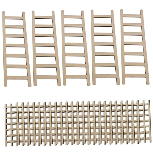 HEKARBAMILL Mini -Leiter 40pcs 2,4 Zoll kleines Leiter Dekor und 5 Stcs 5,9 Zoll kleine Holzleiter für DIY -Kunsthandwerk, Puppenhaus -Dekor -Erholung Spielzeug von HEKARBAMILL