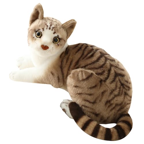 HEKARBAMILL Realistische Katzengefüllte Tier, graue realistische Katzenplüsch, 15,8 '' niedliches Kätzchenspielzeug, Shorthair -Katzen -Stofftiere Puppen für Erholung von HEKARBAMILL