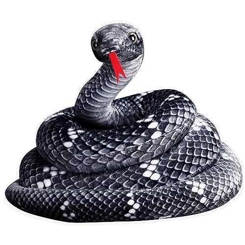 HEKARBAMILL Schlangengefüllte Tier 79 Zoll Langer Riese Schlange Plüsch Realistische weiche gefüllte Schlangenspielzeuggeschenke für Party -Dekor schwarz für Erholung von HEKARBAMILL