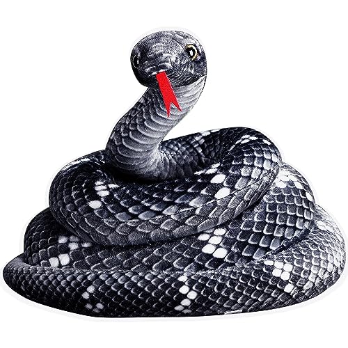 HEKARBAMILL Schlangengefüllte Tier 79 Zoll Langer riesiger Schlange P realistisch weich gefüllte Schlangenspielzeuggeschenke für Party -Dekor Schwarze Erholung Spielzeug von HEKARBAMILL
