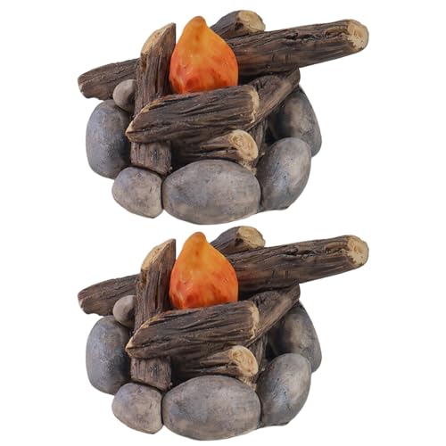 HEKARBAMILL Toy Campfire Resin 2pcs 2.1 x 1,8x1,4 Zoll gefälschtes Lagerfeuer wasserdichte Mini-Lagerfeuer Fade-resistente Cartoon niedlich gefälschter Fire Recreation Toys von HEKARBAMILL