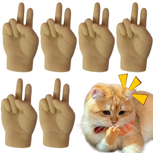 HEKARBAMILL Winzige Hände für Katzen 6pcs realistische V-Sign Mini Hände dehne kleine Hände Silikon lustige interaktive kleine Hände Erholung Spielzeug von HEKARBAMILL