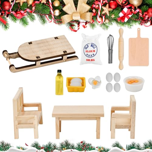 HEKOBAG 18 Stück Miniatur Wichtel Zubehör Weihnachten Mini Puppenhaus Zubehör Küche Zubehör für Wichtelhaus Wichtel Zubehör Tisch Miniatur Nudelholz Puppenhaus Küchen-Backset für DIY Mädchen Jungen HEKOBAG 18 Stück Miniatur Wichtel Zubehör Weihnachten Mini Puppenhaus Zubehör Küche Zubehör für Wichtelhaus Wichtel Zubehör Tisch Miniatur Nudelholz Puppenhaus Küchen-Backset für DIY Mädchen Jungen von HEKOBAG