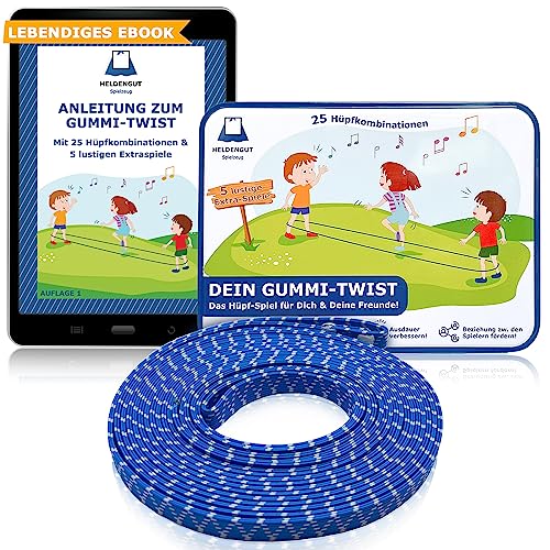 HELDENGUT® Gummitwist Mädchen [inkl. 30 Hüpf-Spiele] - Tolles Outdoor Spiel für Kinder als Gartenspielzeug & zum Schulanfang in der Schultüte als Mädchen Geschenk 7 Jahre oder 5, 6, 8, 9 Jahre von HELDENGUT