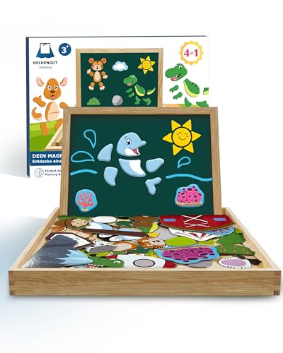 HELDENGUT® magnetisches Holzpuzzle ab 3 Jahre - Spielzeug ab 3 Jahre mädchen - Kreatives & langlebiges Magnetspiel ab 3 Jahre von HELDENGUT