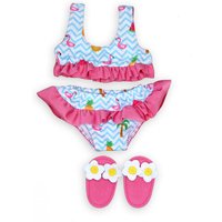 HELESS 299 Puppen-Bikini "Flamingo Ella" mit Badeschläppchen, Gr. 35-45 cm von HELESS